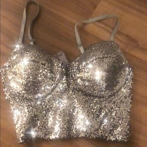 Charlotte Russe Silver Sequin Bustier